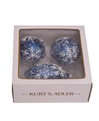 Kurt Adler 80 Mm Glass Ball Onion and Teardrop Ornaments with Snowflake 3 Piece Set