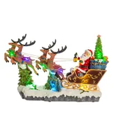 Kurt Adler 8.7" Battery-Operated Led Musical Santa and Sleigh Table Piece