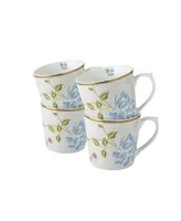 Laura Ashley Heritage Collectables 10 Oz Cobblestone Pinstripe Mugs in Gift Box, Set of 4