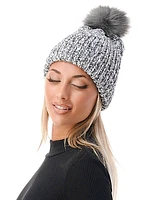 Marcus Adler Women's Ultra Soft Chenille Faux Fur Pom Beanie