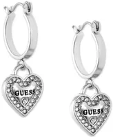 Guess Gold-Tone Crystal Heart Drop Earrings