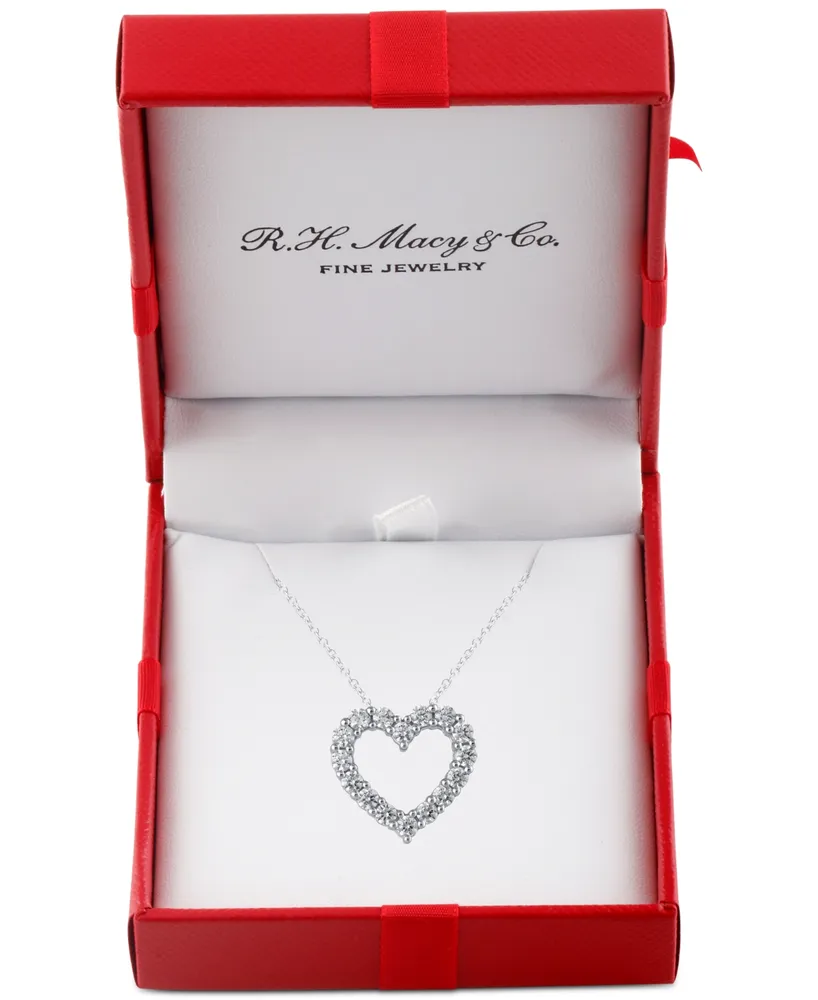 Diamond Heart 18" Pendant Necklace (1/2 ct. t.w.) in 14k White Gold