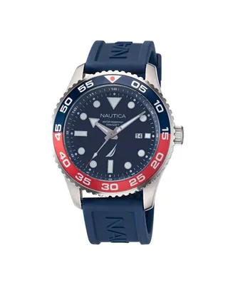 Nautica Men's Blue Silicone Strap Watch 43mm