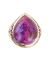 Barse Women's Havana Bronze and Purple Turquoise Statement Ring