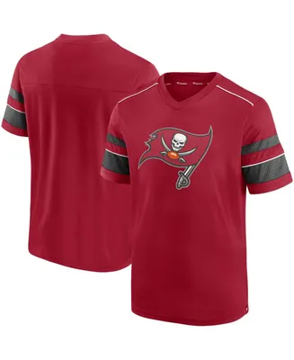 Men's Red Tampa Bay Buccaneers Textured Hashmark V-Neck T-shirt