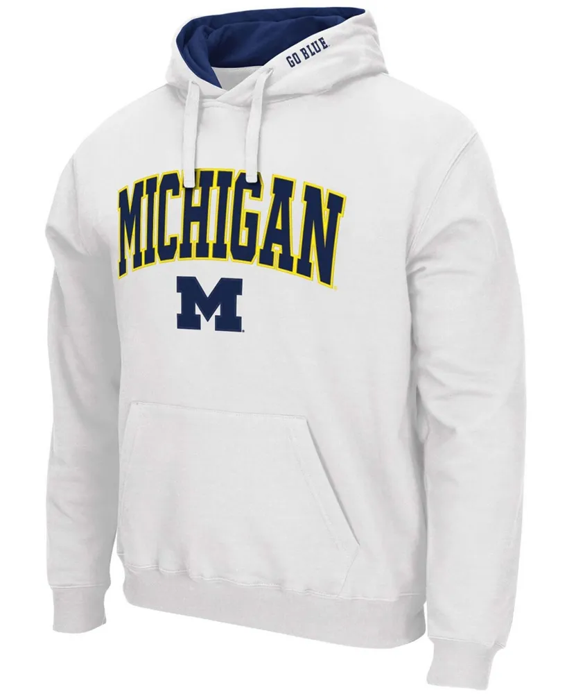Men's White Michigan Wolverines Arch Logo 3.0 Pullover Hoodie