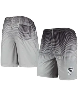 Men's Black and Silver Las Vegas Raiders Historic Logo Pixel Gradient Training Shorts