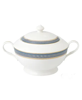 Lorren Home Trends La Luna Collection Bone China Soup Tureen and Lid, Sapphire Design