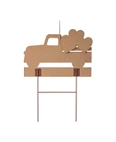 Glitzhome 24" Metal and Wooden Valentine's Truck Yard Stake or Hanging Sign