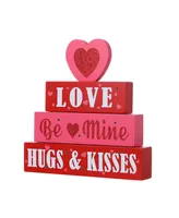 Glitzhome 11.25" Lighted Valentine's Wooden Block Table Sign