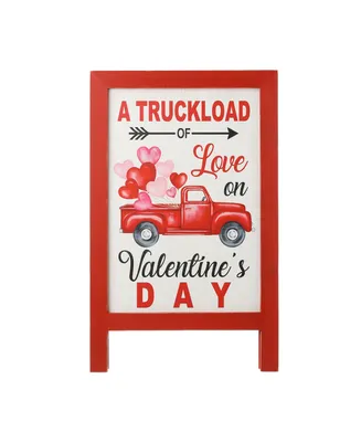 Glitzhome 24" Valentine's Wooden Truck Porch Sign and Standing Decor