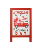 Glitzhome 24" Valentine's Wooden Truck Porch Sign and Standing Decor