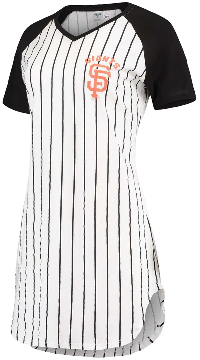 San Diego Padres Concepts Sport Women's Vigor Pinstripe Raglan V-Neck  Nightshirt - White/Brown