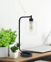 Lalia Home Modern Iron Desk Lamp with Glass Shade