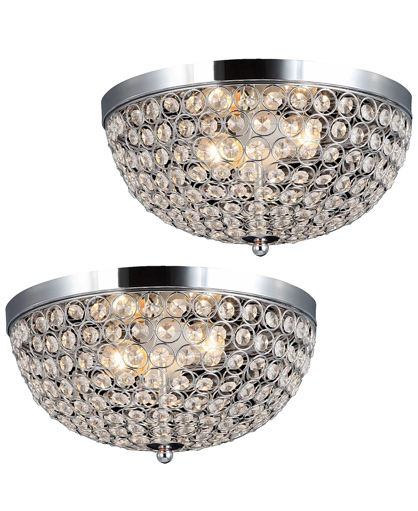 Lalia Home Crystal Glam 2 Light Ceiling Flush Mount, Pack of