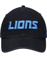 Men's Black Detroit Lions Clean Up Script Adjustable Hat