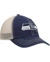 Men's College Navy, Natural Seattle Seahawks Trawler Trucker Clean Up Snapback Hat