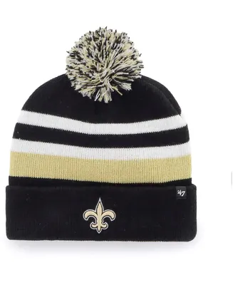 Men's Black New Orleans Saints State Line Cuffed Knit Hat with Pom