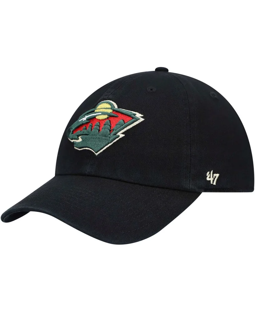 Men's Black Minnesota Wild Team Clean Up Adjustable Hat