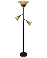 Lalia Home Torchiere Floor Lamp with 2 Reading Lights and Scalloped Glass Shades