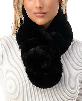 Marcus Adler Women's Faux Fur Pom Pull-Through Collar Scarf