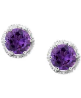 Rhodolite Garnet Stud Earrings (2 ct. t.w.) Sterling Silver (Also Amethyst, White Topaz, Citrine, Peridot, & Blue Topaz)