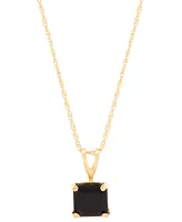 Onyx Square 18" Pendant Necklace in 14k Gold