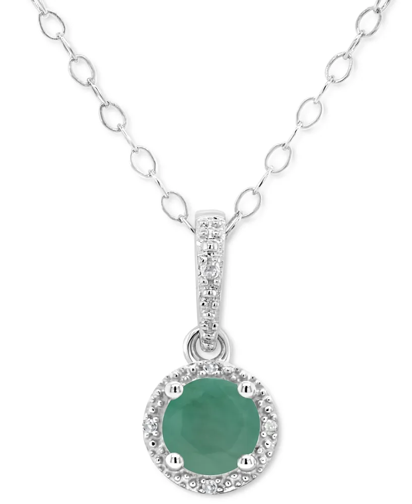 Sapphire (5/8 ct. t.w.) & Diamond Accent Solitaire 18" Pendant Necklace Sterling Silver (Also Emerald Ruby)