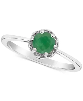 Emerald Six Prong Solitaire Ring (5/8 ct. t.w.) Sterling Silver (Also Ruby & Sapphire)