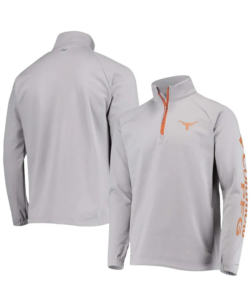 Columbia Men's Gray Texas Longhorns Terminal Tackle Fleece Raglan  Omni-Shade Quarter-Zip Jacket