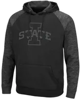 Men's Black Iowa State Cyclones Blackout 3.0 Tonal Raglan Pullover Hoodie