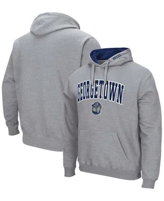 Men's Colosseum Heather Gray Georgetown Hoyas Arch and Logo Pullover Hoodie