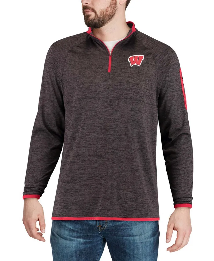 Men's Black Wisconsin Badgers Amnesia Quarter-Zip Pullover Jacket