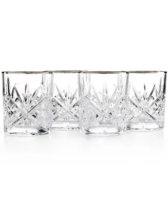 Godinger Dublin Platinum Double Old Fashioned Glasses, Set of 4