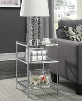 Convenience Concepts 16.25" Glass Royal Crest 3 Tier End Table - Clear Glass, Gold