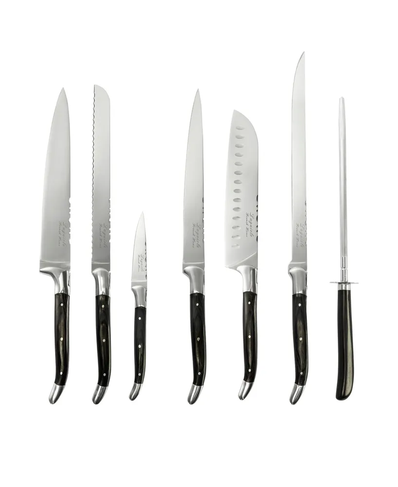 French Home Connoisseur Laguiole Kitchen Knife with Knife Sharpener, Set of 7