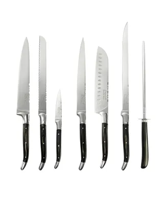 French Home Connoisseur Laguiole Kitchen Knife with Knife Sharpener, Set of 7
