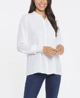 Nydj Women's Pleated Front Peasant Blouse