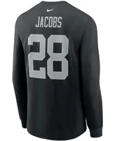 Men's Josh Jacobs Black Las Vegas Raiders Player Name and Number Long Sleeve T-shirt