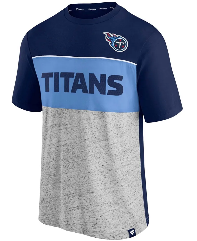 Men's Navy and Heathered Gray Tennessee Titans Colorblock T-shirt