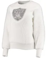 Women's White Las Vegas Raiders Milestone Tracker Pullover Sweatshirt