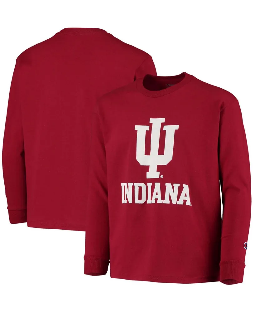 Big Boys and Girls Crimson Indiana Hoosiers Lockup Long Sleeve T-shirt