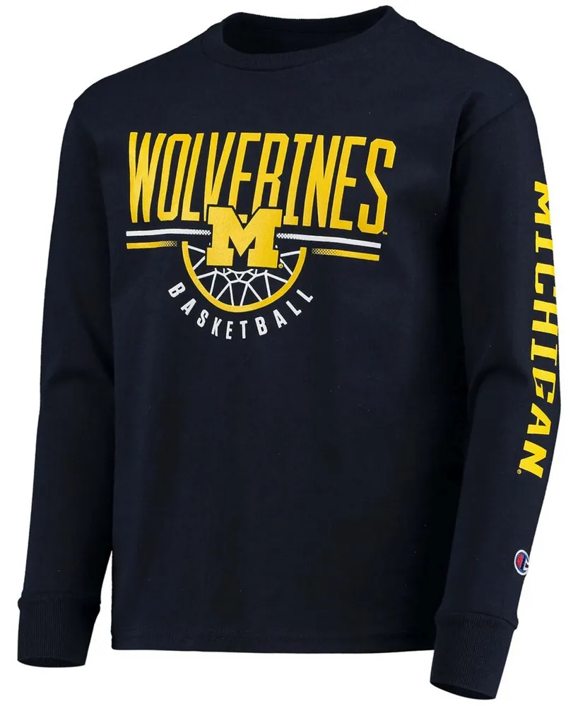 Big Boys and Girls Navy Michigan Wolverines Basketball Long Sleeve T-shirt