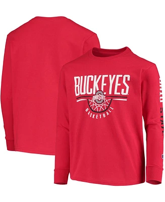 Big Boys and Girls Scarlet Ohio State Buckeyes Basketball Long Sleeve T-shirt