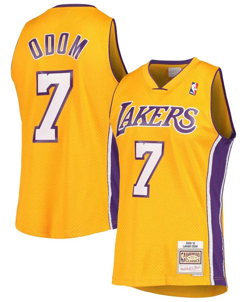 Men's Lamar Odom Gold-Tone Los Angeles Lakers Hardwood Classics Swingman Jersey