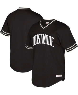Men's Black Beast Mode Collegiate Logo V-Neck Jersey T-shirt