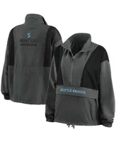 Women's Charcoal Seattle Kraken Popover Packable Half-Zip Jacket