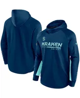 Men's Deep Sea Blue Seattle Kraken Authentic Pro Locker Room Raglan Pullover Hoodie