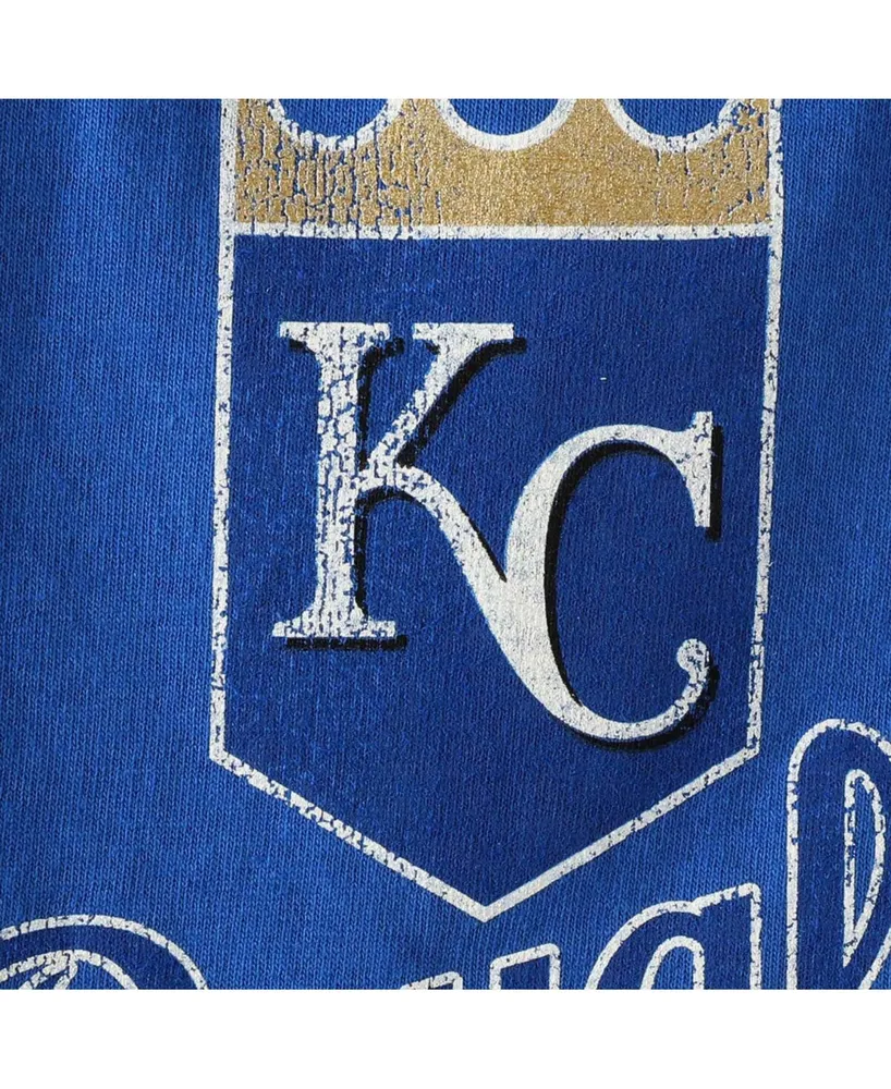 Kansas City Royals Big Boys and Girls Distressed Logo T-shirt - Royal Blue