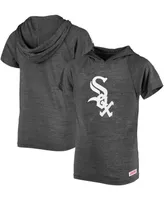 Big Boys Heather Black Chicago White Sox Raglan Short Sleeve Pullover Hoodie